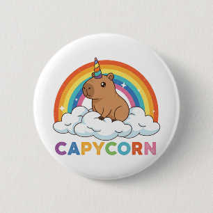 Süßes Capycorn Capybara Einhorn Regenbogen Button