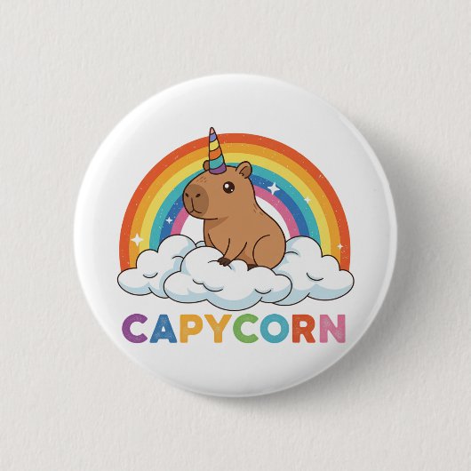 Süßes Capycorn Capybara Einhorn Regenbogen Button (Vorderseite)