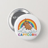 Süßes Capycorn Capybara Einhorn Regenbogen Button (Vorne & Hinten)