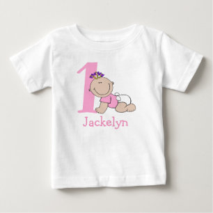 Süßes Cartoon-Baby-Mädchen 1. Geburtstag Baby T-shirt