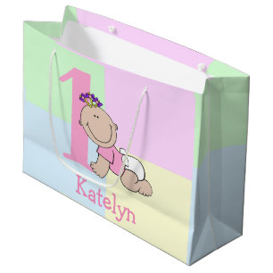 Süßes Cartoon-Baby-Mädchen 1. Geburtstag Große Geschenktüte