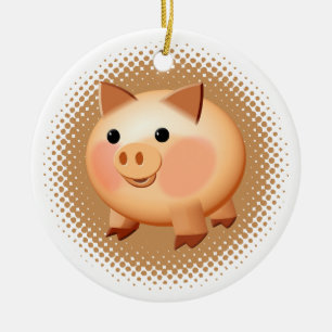Süßes Cartoon-Baby-Schwein Keramik Ornament