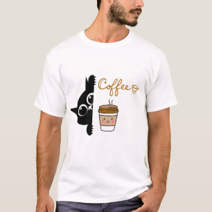Süßes Cartoon-Café-Design – T-Shirt für Kaffeelieb