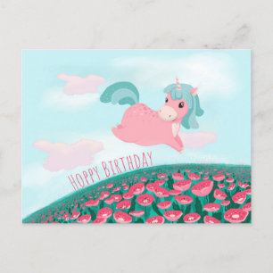 Süßes Cartoon-Einhorn Rosa und Mint Karte