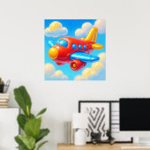 Süßes Cartoon-Flugzeug Poster (Heimbüro)