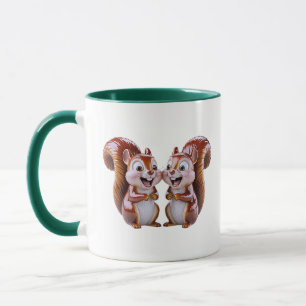Süßes Cartoon-Freundespaar Eichhörnchen Tasse