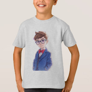 Süßes Cartoon-Jungen in Blauem Anzug Kinder T-Shir T-Shirt