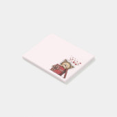 Süßes Cartoon-Kätzchen in einer Box mit Herzen Post-it Klebezettel (angewinkelt)