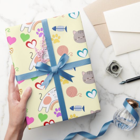 Süßes Cartoon-Kätzchen-Muster-Geschenk Geschenkpapier (Schenken)