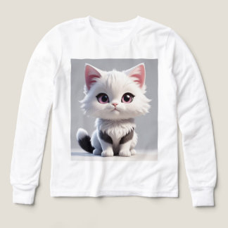 Süßes Cartoon-Katze-Kinder-T-Shirt – Weiches Baumw