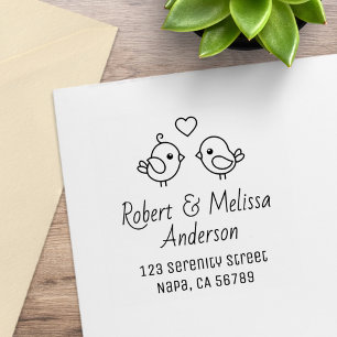 Süßes Cartoon-Liebesvögel-Paar-Adresse Gummistempel