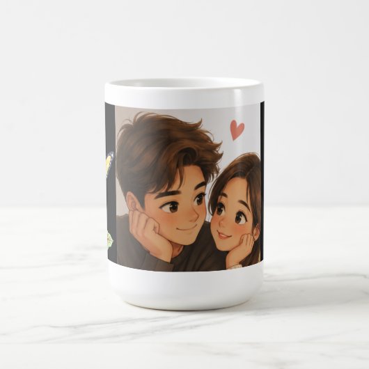 Süßes Cartoon-Paar Kaffeetasse (Mittel)