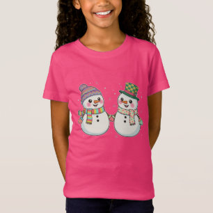 Süßes Cartoon-Schneemann-Paar, das Händchen hält T-Shirt