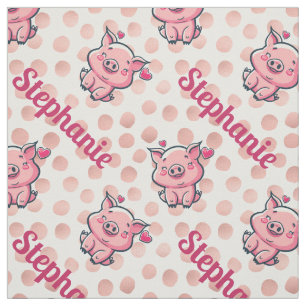 Süßes Cartoon-Schwein, Roségold-Punkte und individ Stoff