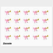 Süßes Cartoon-Schwein spielt Trompete Sticker (Blatt)