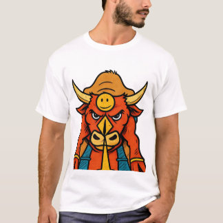 Süßes Cartoon-Stier-Krieger-T-Shirt | Lustiges Tie T-Shirt