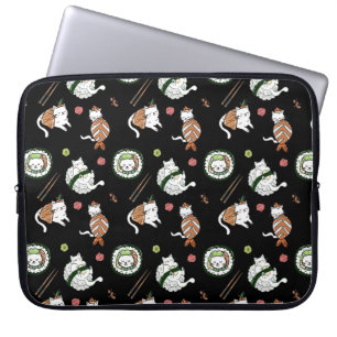 Süßes Cartoon Sushi Roll Katzen Muster Laptopschutzhülle