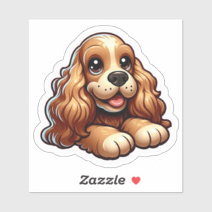 Süßes Chibi-Cocker-Spaniel-Welpen-Gesicht Aufkleber