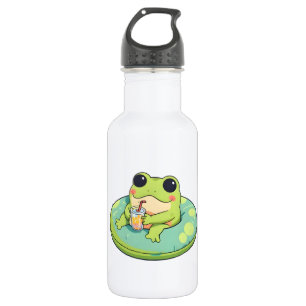 Süßes Chibi-Frosch-Sommerpool-Tag-Limonade-Design Edelstahlflasche