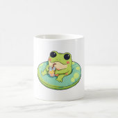 Süßes Chibi-Frosch-Sommerpool-Tag-Limonade-Design Kaffeetasse (Mittel)