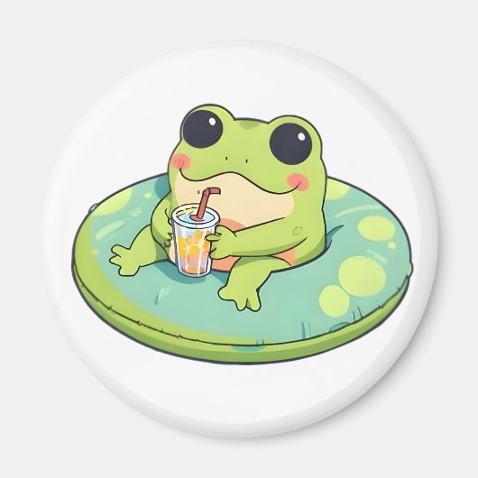 Süßes Chibi-Frosch-Sommerpool-Tag-Limonade-Design Magnet (Vorne)