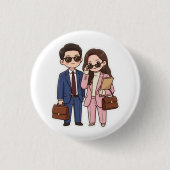 Süßes Chibi K-Drama Anwalt Paar Button Pin (Vorderseite)