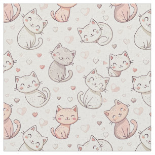 Süßes Chibi-Katzen-Muster - Kinder-Cartoon-Design- Stoff