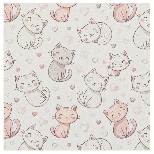 Süßes Chibi-Katzen-Muster - Kinder-Cartoon-Design- Stoff (Nahaufnahme)