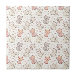 Süßes Chibi-Katzen-Muster - Kinder Kawaii Kätzchen Fliese