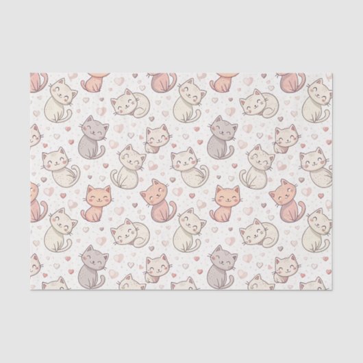 Süßes Chibi-Katzen-Muster - Kinder Kawaii Kätzchen Seidenpapier (Vorderseite)