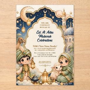 Süßes Chibi-Kind Luxus-Eid-al-Adha-Mubarak Acryleinladungen