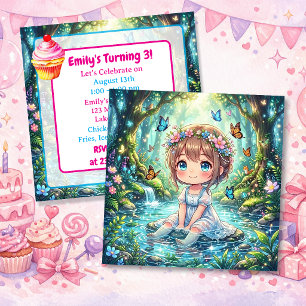 Süßes Chibi-Mädchen auf einer Geburtstagsfeier im Einladung