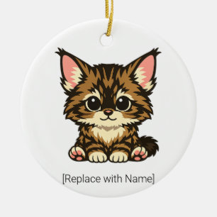Süßes Chibi-Maine-Coon-Kätzchen-Baby-Ornament Keramik Ornament