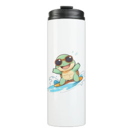 Süßes Chibi-Schildkröten-Surfer-Sommer-Strand-Desi Thermosbecher