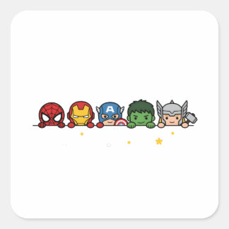 Süßes Chibi-Superheldenteam-Luergrafik Quadratischer Aufkleber
