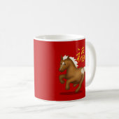Süßes Chinesisches Sternzeichen Pferd "Fortune" Ro Kaffeetasse (VorderseiteRechts)