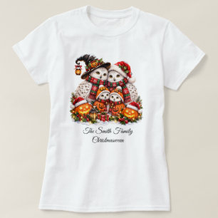 Süßes Christmasween Schneeeulen-Familien-Winterfes T-Shirt