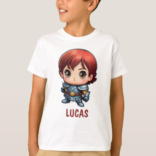 Süßes Comic-Kind-Ritter-Charakter-T-Shirt T-Shirt