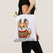 Süßes Corgi-Hund hässlicher Weihnachtspullover Hol Tasche (Von Nahem)