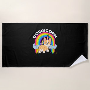 Süßes Corgicorn _ Einhorn Regenbogen _ Corgi Besit Strandtuch