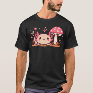 Süßes Cottage-Core-Axolotl mit Pilz T-Shirt