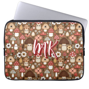 Süßes Cottage-Core-Pilze und Blumen Laptopschutzhülle