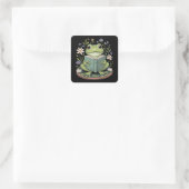 Süßes Cottagecore-Blumen-Frosch-Ästhetik-Natur Quadratischer Aufkleber (Tasche)