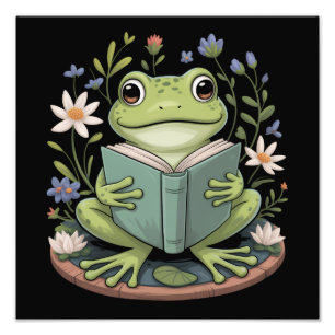Süßes Cottagecore-Blumenfrosch-Ästhetik-Natur Fotodruck