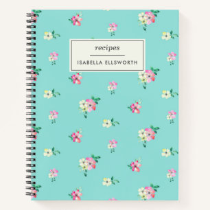 Süßes Cottagecore-Blumenmuster Blaue Personalisier Notizblock