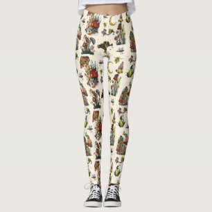 Süßes Cottagecore-Frohe-Weihnachten-Pilz-Muster Leggings