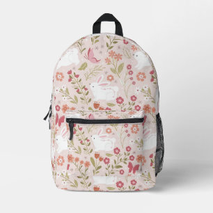 Süßes Cottagecore-Kaninchen und Botanik Bedruckter Rucksack