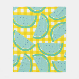 Süßes Cottagecore Vintage Wassermelone Gelb Karier Fleecedecke