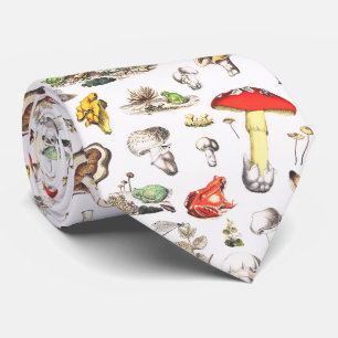 Süßes Cottagecore-Wald-Pilz-Frosch-Schnecke Krawatte