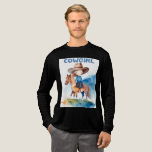 Süßes Cowgirl-Mädchen auf einem Pferd reitend Wass Tri-Blend Shirt